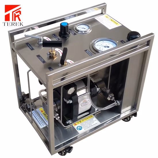 Terek Portable Stainless Steel Frame Air Driven Hydraulic Test Bench for Pipes and Hoses Cylinder Hydrostatic Tester