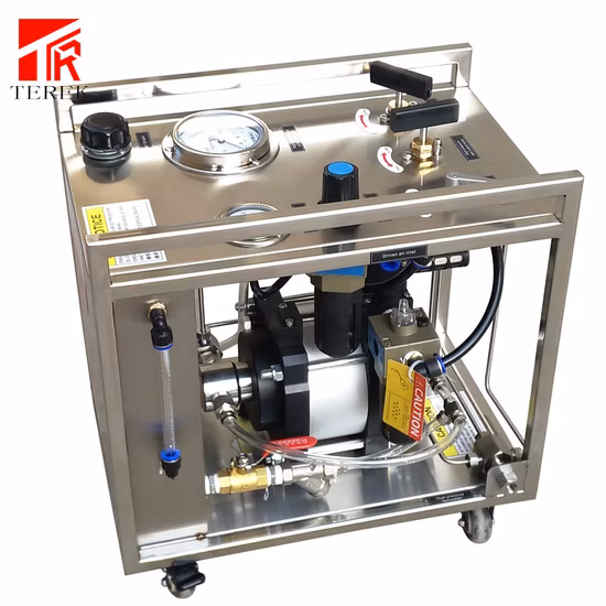 Terek Portable Stainless Steel Frame Air Driven Hydraulic Test Bench for Pipes and Hoses Cylinder Hydrostatic Tester