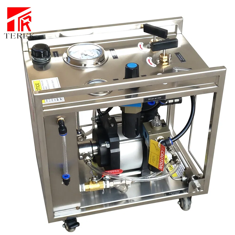 Terek Portable Stainless Steel Frame Air Driven Hydraulic Test Bench for Pipes and Hoses Cylinder Hydrostatic Tester