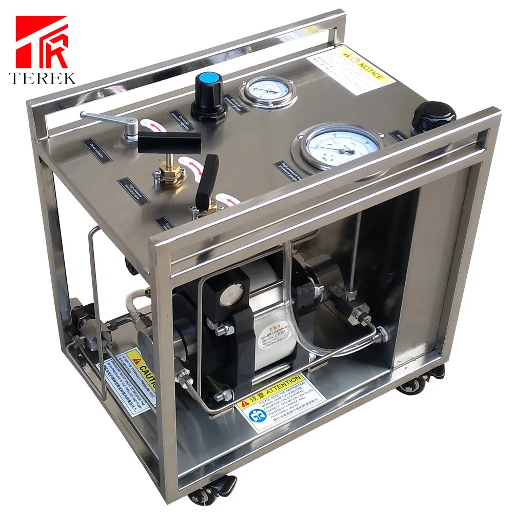 Terek Portable Stainless Steel Frame Air Driven Hydraulic Test Bench for Pipes and Hoses Cylinder Hydrostatic Tester